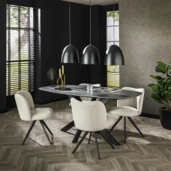 Univers Déco·Design Contemporain|GALWAY Chaise de bar pivotante en bouclette beige (lot de 2)