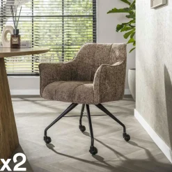 Meubles De Bureau·Fauteuils De Bureau|Chaises Capitonnées|Melbourne Chaise de bureau à roulettes beige chaud (lot de 2)