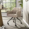 Meubles De Cuisine·Chaises|Meubles De Bureau·Fauteuils De Bureau|Melbourne Chaise de bureau à roulettes tissu sable (lot de 2)