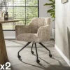 Meubles De Bureau·Fauteuils De Bureau|Chaises Capitonnées|Melbourne Chaise de bureau à roulettes tissu beige (lot de 2)