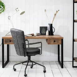 Univers Déco·Loft Industriel|Fauteuils Vintage|BRISBANE Chaise de bureau industrielle grise