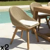 Chaises De Jardin|MANY Chaise de jardin arrondie résine tressée beige (lot de 2)