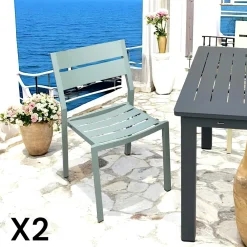 Chaises De Jardin|Meubles En Aluminium Brafab|STOCKHOLM Chaise de jardin avec accoudoirs en aluminium gris ardoise (lot de 2)