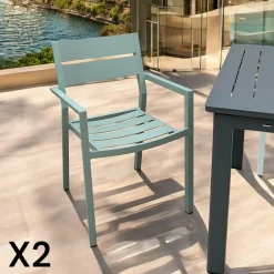 Chaises De Jardin|Meubles En Aluminium Brafab|STOCKHOLM Chaise de jardin avec accoudoirs en aluminium blanc (lot de 2)