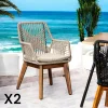 Chaises De Jardin|GRENADE Chaise de jardin beige en corde tressée et pieds bois FSC® (lot de 2)