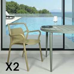 Chaises De Jardin|PINETO Chaise de jardin design jaune, empilable (lot de 2)
