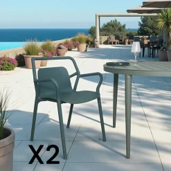 Chaises De Jardin|PINETO Chaise de jardin design jaune, empilable (lot de 2)