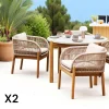 Chaises De Jardin|MENDOZA Chaise de jardin en bois d'acacia et corde tressée (lot de 2)
