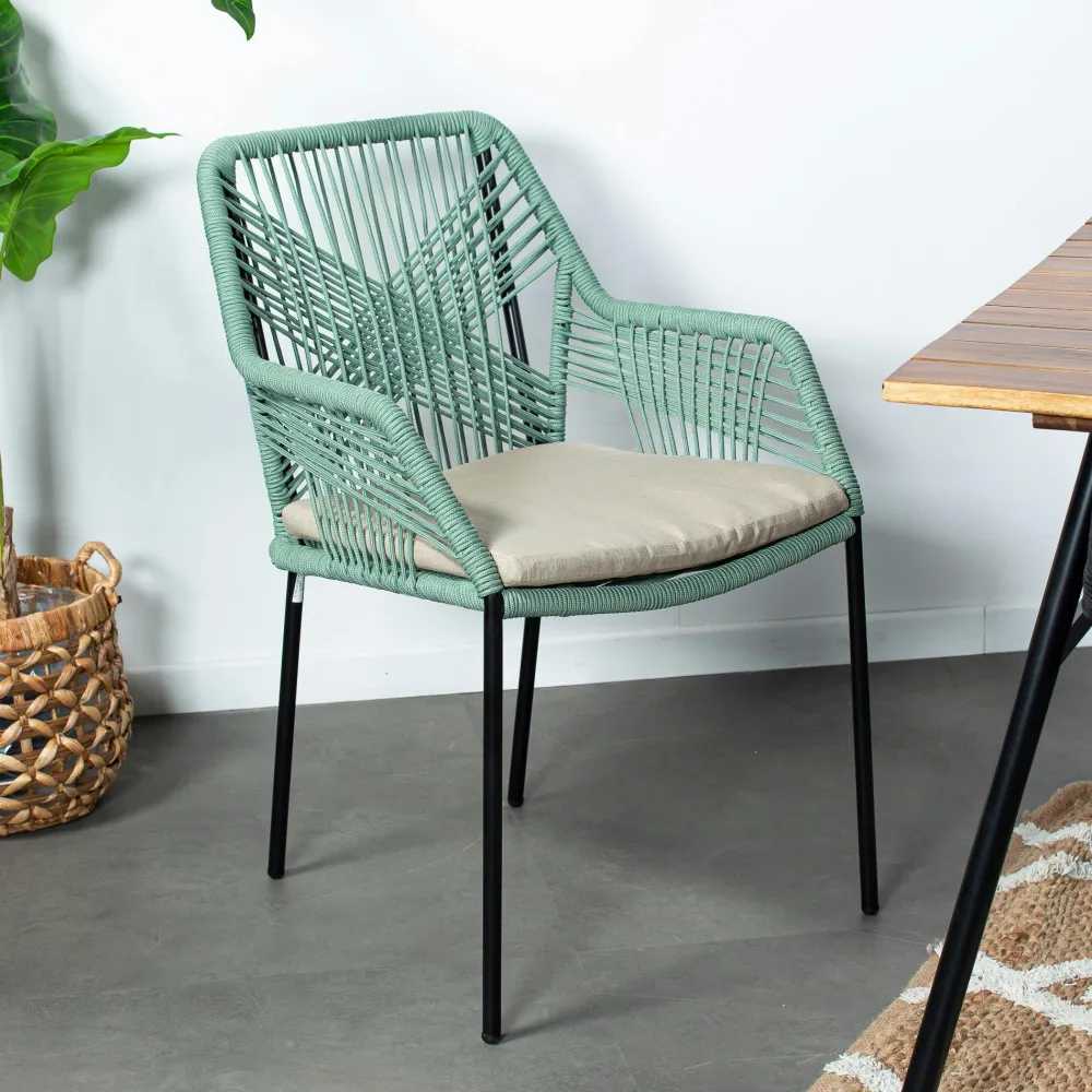 Chaises De Jardin|GRENADE Chaise de jardin en corde tressée grise