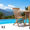 Chaises De Jardin|MENDOZA Chaise de jardin en teck, pliante (lot de 2)