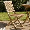 Chaises De Jardin|SUMMER Chaise de jardin en teck à bords droits (lot de 2)