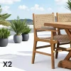 Chaises De Jardin|MENDOZA Chaise de jardin en teck et résine tressée avec accoudoirs (lot de 2)