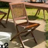 Chaises De Jardin|MACAO Chaise de jardin en teck massif huilé (lot de 2)
