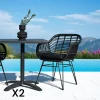 Chaises De Jardin|Meubles De Cuisine·Chaises|IBIZA Chaise de jardin noire en rotin synthétique avec accoudoirs et coussin d'assise (lot de 2)