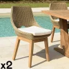 Chaises De Jardin|MANY Chaise de jardin résine tressée beige (lot de 2)