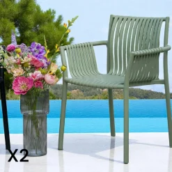 Chaises De Jardin|MENDOZA Chaise de jardin verte (lot de 4)