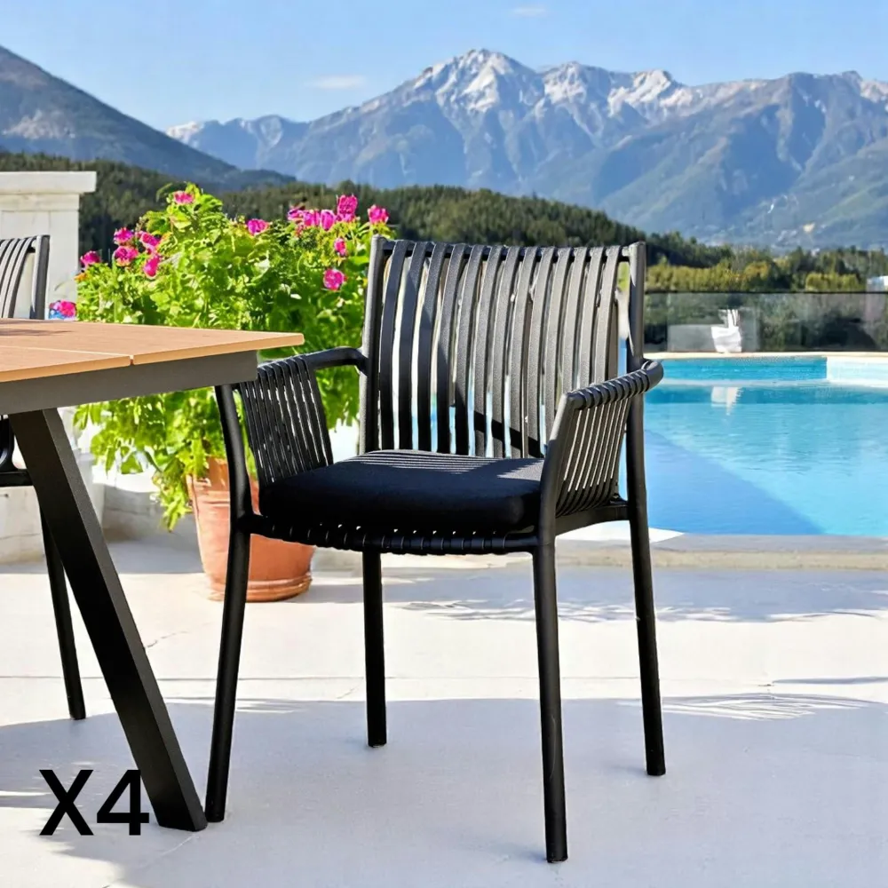 Chaises De Jardin|MENDOZA Chaise de jardin verte (lot de 4)