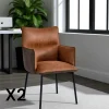 Chaises Industrielles|Meubles De Cuisine·Chaises|KERALA Chaise de salle à manger bi-matière marron (lot de 2)