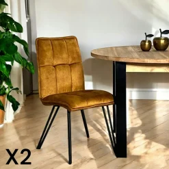 Chaises Velours|Chaises Contemporaines|MALMOE Chaise de salle à manger bleu pétrole avec pieds épingle (lot de 2)