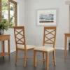 Chaises Scandinaves|Chaises En Bois|CRUZ Chaise de salle à manger en bois de chêne et tissu, dossier croisé (lot de 2)