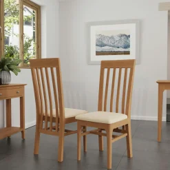 Chaises Scandinaves|Chaises En Bois|CRUZ Chaise de salle à manger en bois de chêne et tissu, dossier croisé (lot de 2)