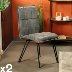 Meubles De Cuisine·Chaises|Chaises Contemporaines|MALMOE Chaise de salle à manger gris sombre avec pieds épingle (lot de 2)