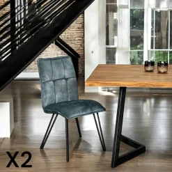 Meubles De Cuisine·Chaises|Chaises Contemporaines|MALMOE Chaise de salle à manger gris sombre avec pieds épingle (lot de 2)