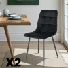 Meubles De Cuisine·Chaises|Chaises Velours|TARAZ Chaise de salle à manger noire motif damier (lot de 2)