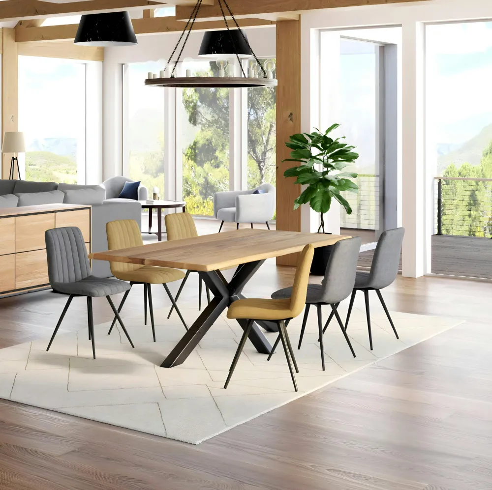 Meubles De Cuisine·Chaises|Chaises Velours|TARAZ Chaise de salle à manger noire motif damier (lot de 2)