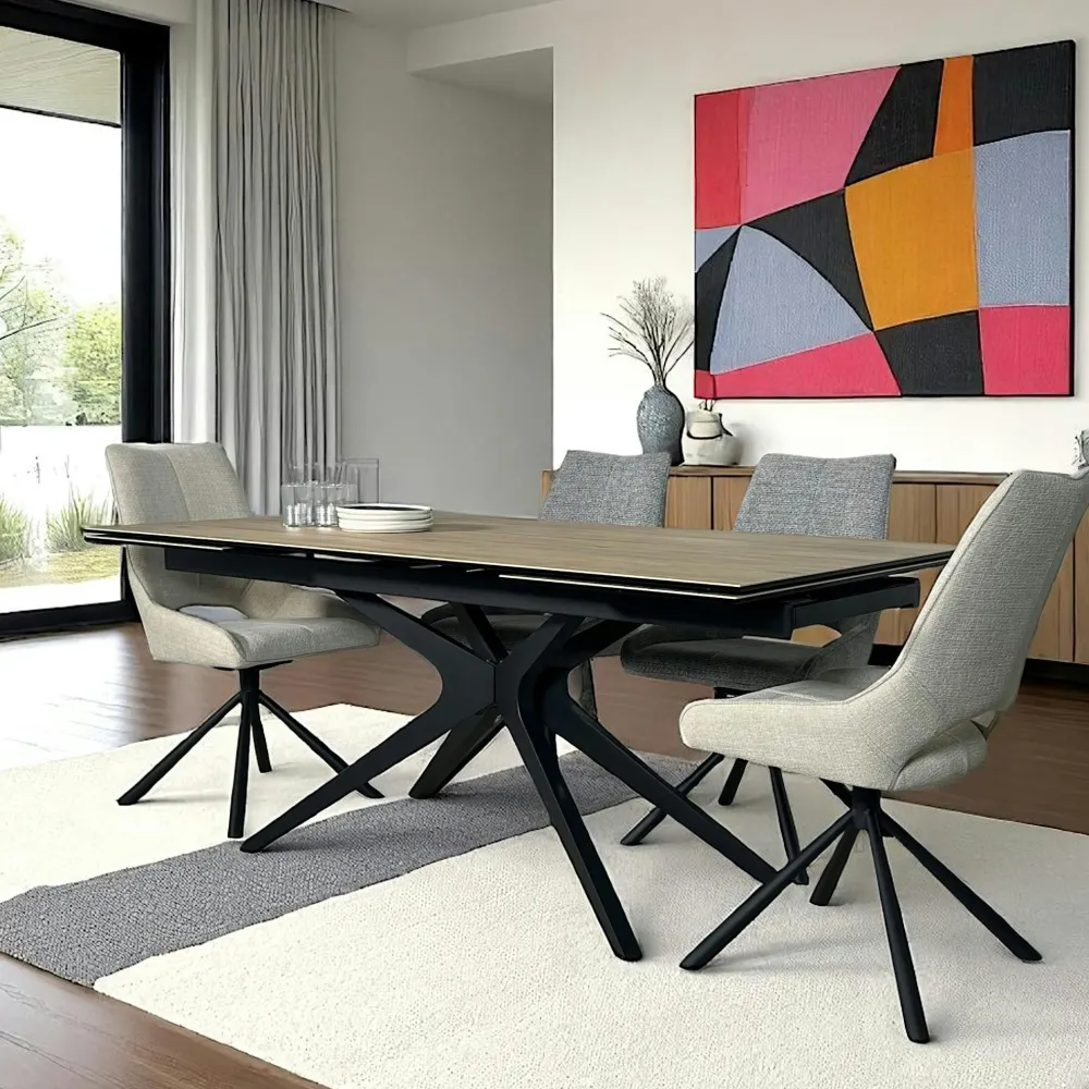 Chaises Velours|Chaises Contemporaines|MALMOE Chaise de salle à manger ocre avec pieds épingle (lot de 2)