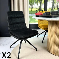 Meubles De Cuisine·Chaises|Chaises Velours|PALERME Chaise de salle à manger pivotante en velours gris (lot de 2)