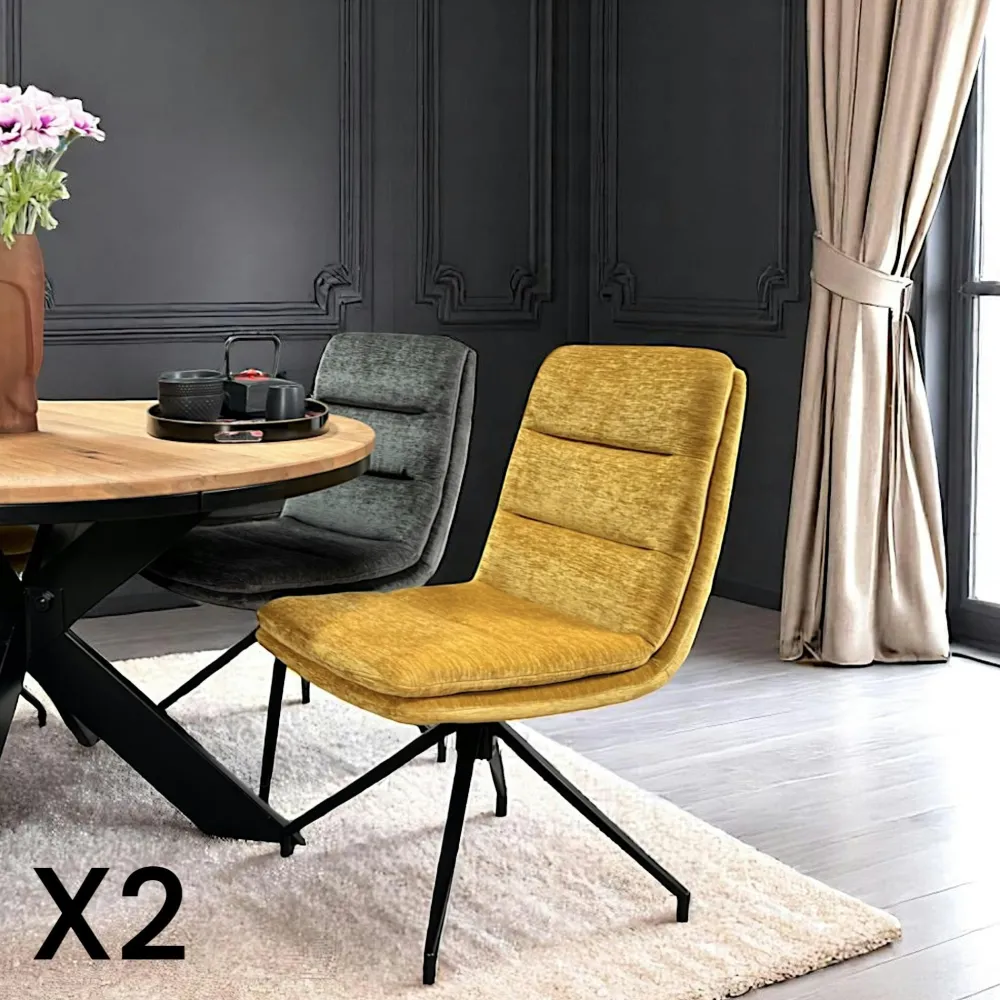 Meubles De Cuisine·Chaises|Chaises Velours|PALERME Chaise de salle à manger pivotante en velours gris (lot de 2)