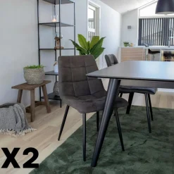 Meubles De Cuisine·Chaises|Chaises Contemporaines|TARAZ Chaise de salle à manger taupe motif damier (lot de 2)