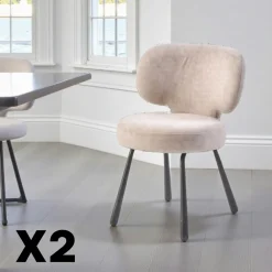 Meubles De Cuisine·Chaises|Chaises Contemporaines|LIGURIE Chaise de salle à manger taupe, assise ronde (lot de 2)