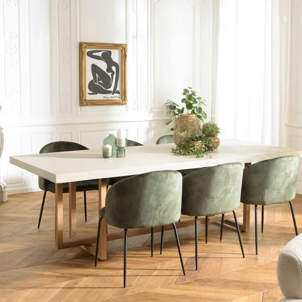 Chaises Capitonnées|Chaises Contemporaines|TIM Chaise de salle à manger velours vert dossier rond (lot de 2)