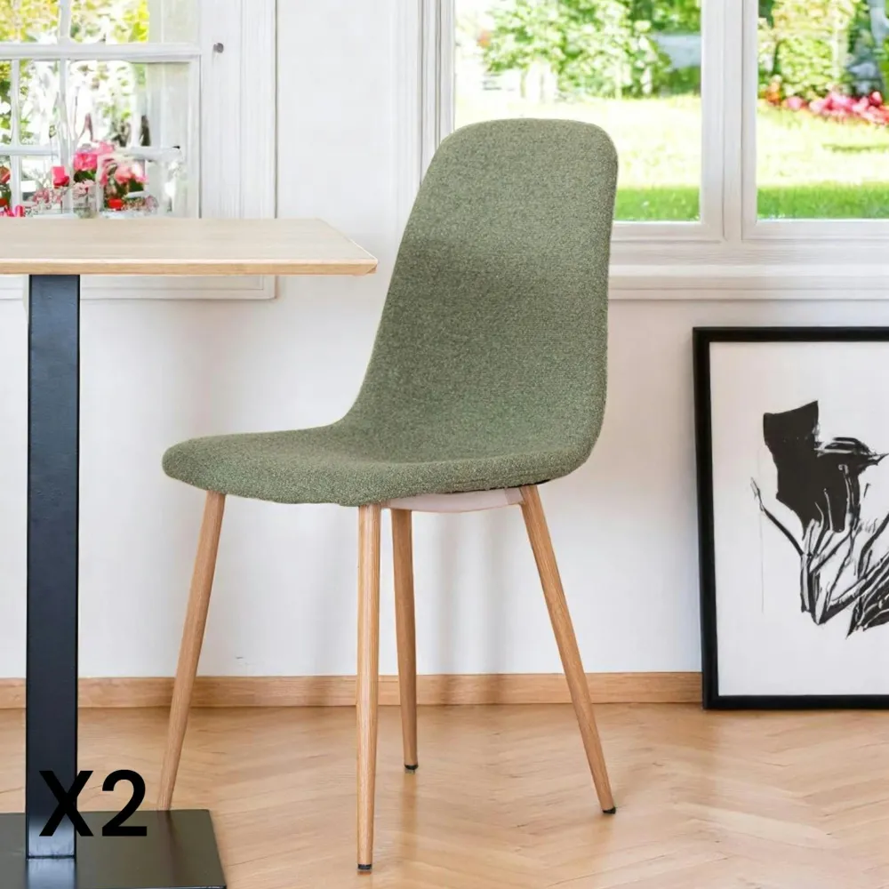 Meubles De Cuisine·Chaises|BERLIN Chaise de salle à manger verte en tissu bouclette (lot de 2)
