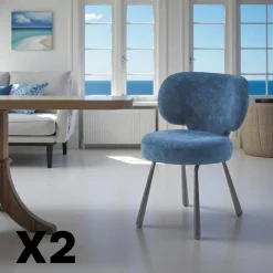 Meubles De Cuisine·Chaises|Chaises Contemporaines|LIGURIE Chaise de salle à manger verte, assise ronde (lot de 2)