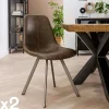 Meubles De Cuisine·Chaises|Chaises Scandinaves|Helsinki Chaise de table couture apparente taupe pied étoile (lot de 2)