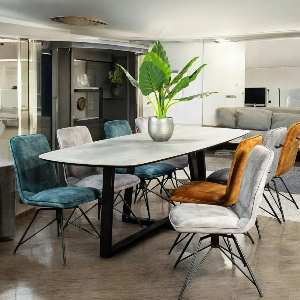 Chaises En Rotin|Chaises Contemporaines|LOANO Chaise design dossier cannage arrondi assise velours noir (lot de 2)