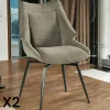Chaises Capitonnées|Meubles De Cuisine·Chaises|IENA Chaise design tissu microfibre gris (lot de 2)