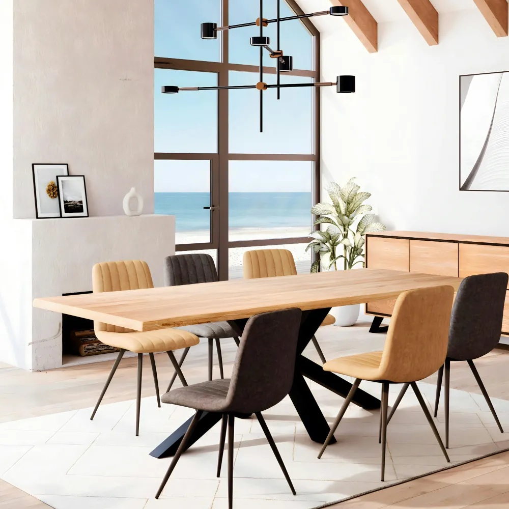 Chaises Capitonnées|Meubles De Cuisine·Chaises|IENA Chaise design tissu microfibre gris (lot de 2)