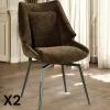 Meubles De Cuisine·Chaises|Chaises Capitonnées|IENA Chaise design tissu microfibre chocolat (lot de 2)
