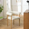 Chaises Avec Accoudoirs|Chaises Bouclettes|TIM Chaise dossier arrondi tissu bouclette blanc