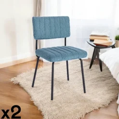 Meubles De Cuisine·Chaises|Chaises Capitonnées|IENA Chaise dossier rond tissu vert (lot de 2)