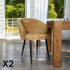 Chaises Capitonnées|Chaises Contemporaines|IENA Chaise dossier rond tissu moutarde (lot de 2)