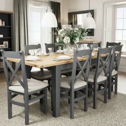 Chaises En Bois|Chaises Contemporaines|COVENTRY Chaise en bois avec dossier croisé finition charbon (lot de 2)