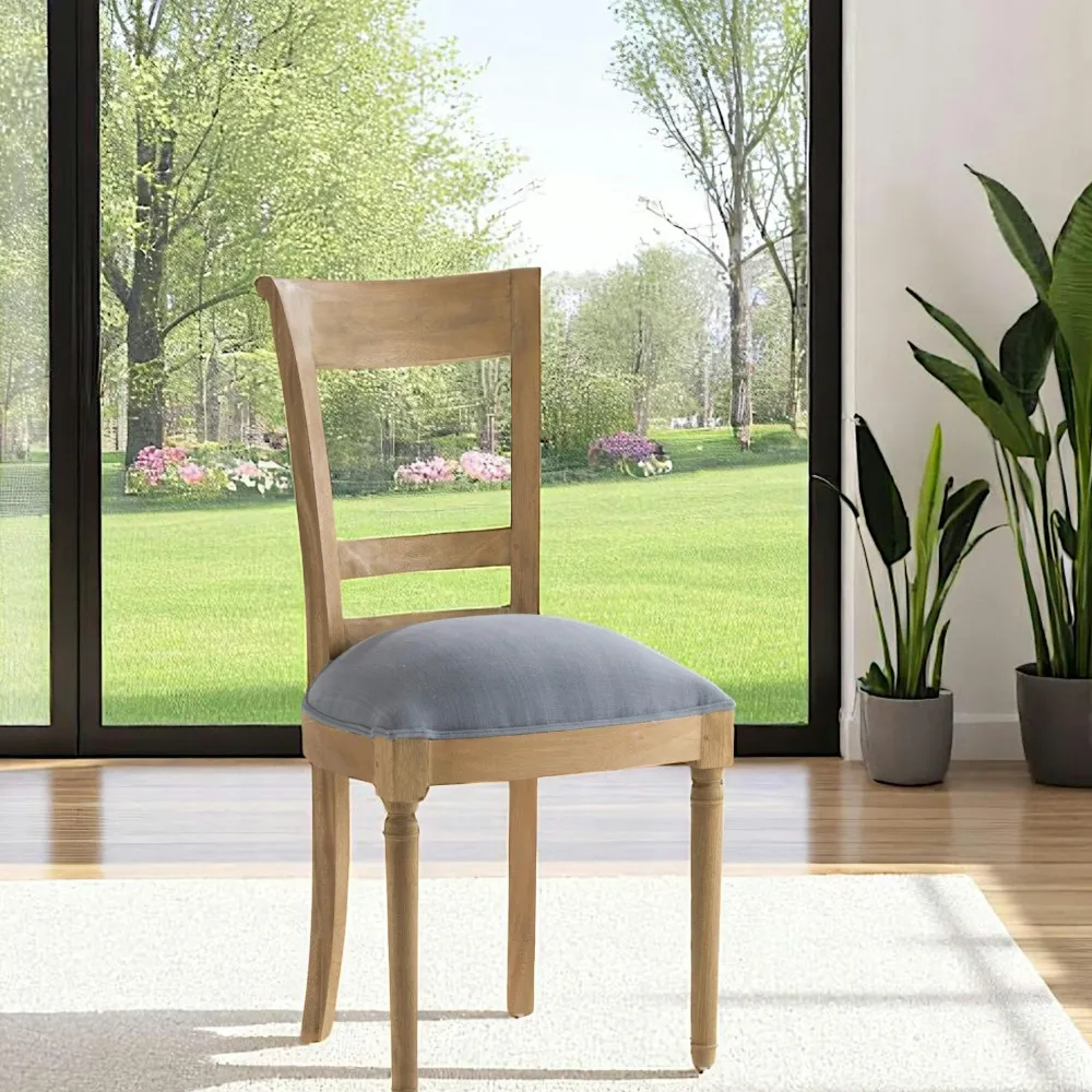 Univers Déco·Classique Chic|Chaises En Bois|Amadeus Chaise en bois et tissu gris LEON