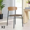 Chaises En Bois|Chaises Contemporaines|BERLIN Chaise en bois style écolier avec assise tissu marron (lot de 2)