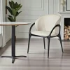 Meubles De Cuisine·Chaises|Chaises En Bois| Chaise en cuir gris clair dos rond accoudoirs bois noir ALDER