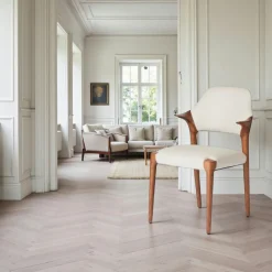 Chaises En Bois|Chaises Contemporaines| Chaise en cuir marron design, accoudoirs bois noir ALDER